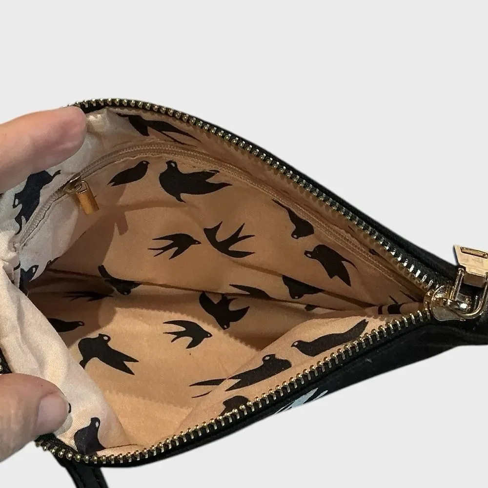 Mama Needs Some Wine Makeup Bag Cosmetic Pouch Wristlet Lined Black
